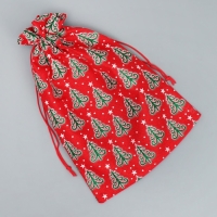 Мешочек подарочный холща &laquo;Добра в Новом Году&raquo;, ёлки, 20 х 30 см +/- 1.5 см, Новый год