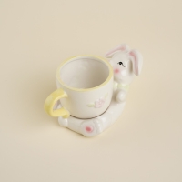 Чайная пара керамическая SL Home &laquo;Пасхальные кролики&raquo;, 2 предмета: чашка 300 мл, блюдце d=9 см, цвет белый