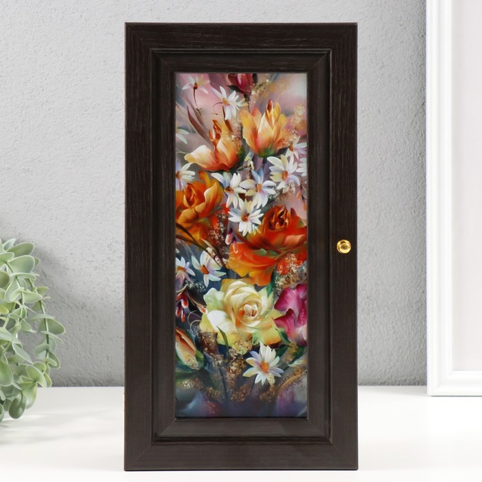 Ключница  "Цветочная композиция" венге 16х31 см МИКС