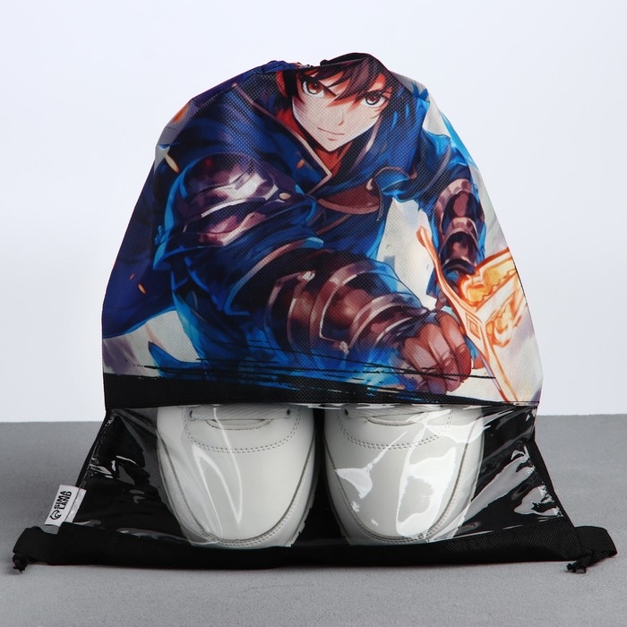 Мешок для обуви &laquo;Аниме воин&raquo; с прозрачным окном 30 х 40 см