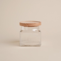 Банка стеклянная для хранения сыпучих продуктов SL Home &laquo;Афины&raquo;, 1 л, 11&times;11,5 см, с деревянной крышкой