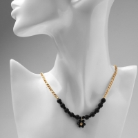 Кулон на декаративной основе &laquo;Цветок&raquo; амелия, цвет чёрный в золоте, 45см