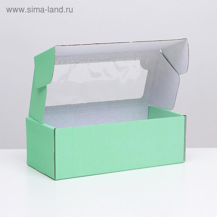 Коробка самосборная, с окном, мятная, 16 х 35 х 12 см МИКС