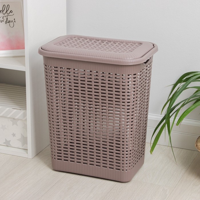 Корзина бельевая с крышкой, 30 л, 37&times;26&times;46,5 см, цвет МИКС