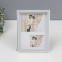 Фоторамка пластик на 2 фото 6х8,5 и 9х13 см "Яркие моменты" свет от USB, серебро 18х2х23 см   107050