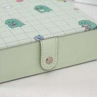 Шкатулка кожзам для украшений с зеркалом "Динозаврики" зелёная 15х21,5х5,5 см