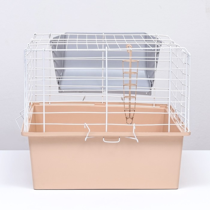 Клетка для грызунов "Пижон" №1 складная, 58 х 40 х 34 см (+миска, 2 кормушки), бежевая