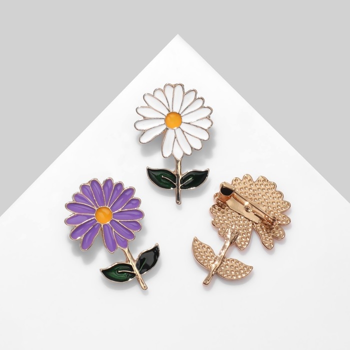 Брошь &laquo;Цветок&raquo; ромашка (неделимая фасовка 12 шт., стик на шт.), цвет МИКС