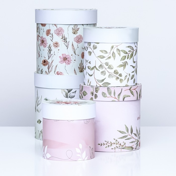 Набор круглых коробок 5 в 1 "Успокоение " , 19.5 х 19.5 - 14 х 14 см