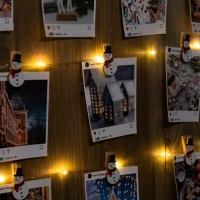 Гирлянда &laquo;Нить&raquo; 2 м роса с насадками &laquo;Прищепка-снеговик&raquo;, IP20, серебристая нить, 20 LED, батарейки ААх2 (нет в комплекте), свечение тёплое белое