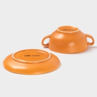 Бульонница Magistro "Potter" 255мл 15х2,5 цвет оранжевый с блюдцем