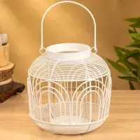 Подсвечник фонарь со стеклянной колбой 19х19х19,5 см, d 8,5 см, металл, цв. Белый