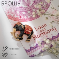 Брошь &laquo;Слон индийский&raquo;, цвет красно-серый в золоте