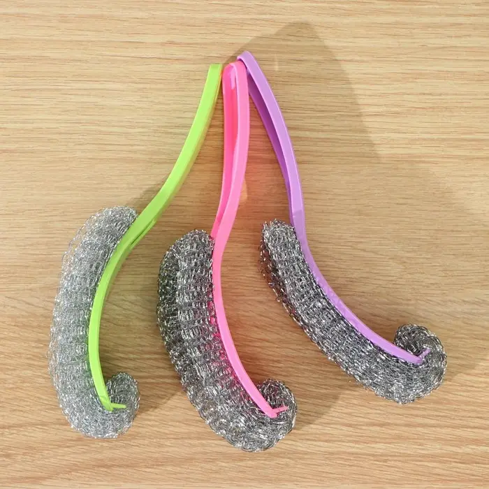 Губка для посуды Доляна, с ручкой, металлическая, 24&times;5&times;5 см, МИКС