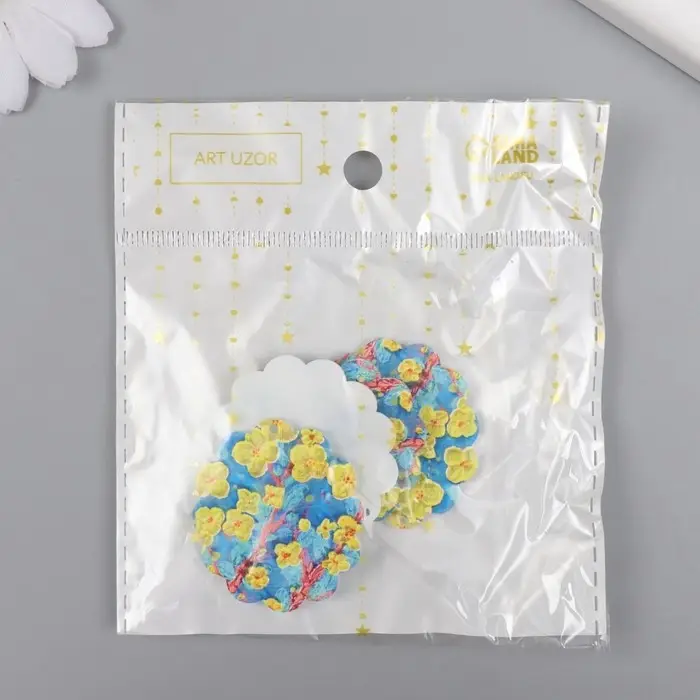 Декор для творчества акрил "Жёлтые цветы на голубом" 0,2х3,5х3,9 см