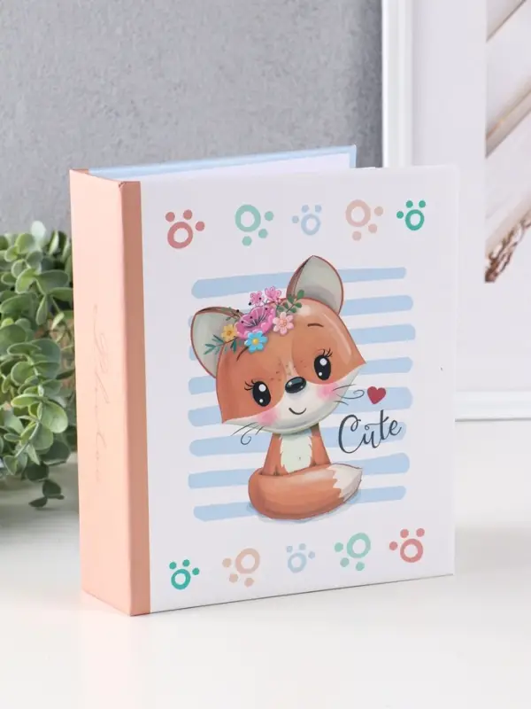 Фотоальбом 200 фото 10X15см,"Лисёнок с цветочками", ПП карм.