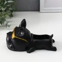Подставка для мелочей &laquo;Французский бульдог в очках&raquo;, 7&times;14&times;8.5 см, чёрная