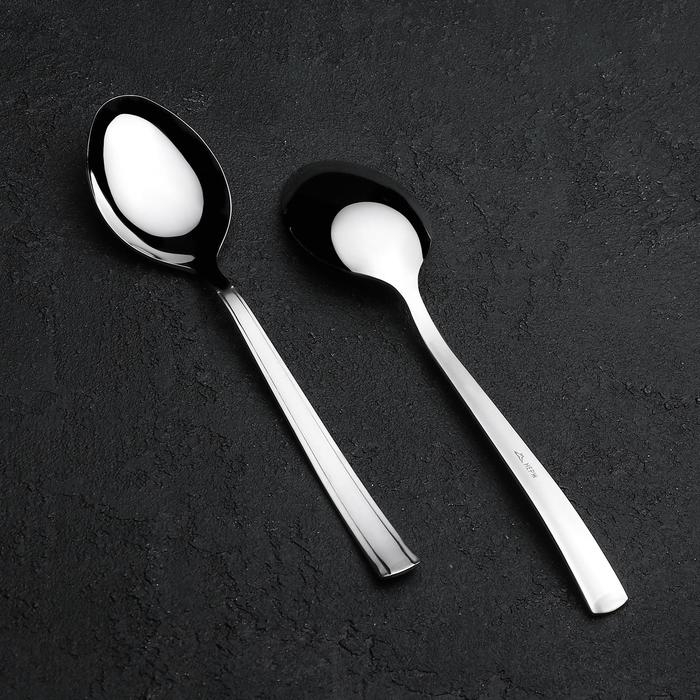 Ложка столовая &laquo;Торжество&raquo;, длина 19,7 см, толщина 2 мм, цвет серебряный