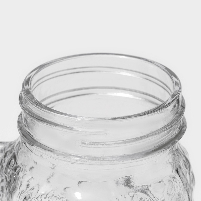 Кружка стеклянная с крышкой и трубочкой &laquo;Сова&raquo;, 470 мл, 10&times;11,5&times;12,5 см, цвет МИКС