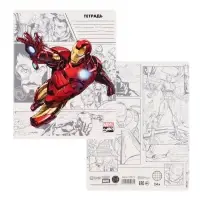 Тетрадь в клетку 24 листа, 5 видов МИКС, обложка мелованный картон, &laquo;Мстители&raquo;