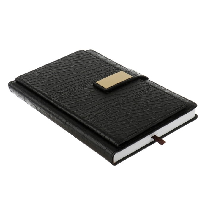 Ежедневник недатированный А5, 140 листов в клетку, с хлястиком, обложка кожзам, МИКС