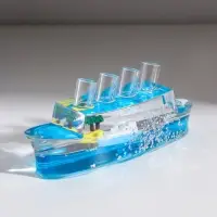 Корабль в жидкости, антистресс, подставка "Лайнер" 15 см