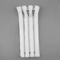 Молния металлическая, №5, неразъёмная, замок автомат, 18 см, белая