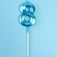Свеча в торт на шпажке &laquo;Грань&raquo;, цифра 8, голубая, 5 см