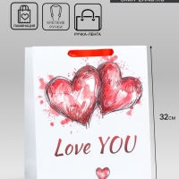 Пакет подарочный ламинированный вертикальный &laquo;Любовь&raquo;, M 26 &times; 32 &times; 12 см