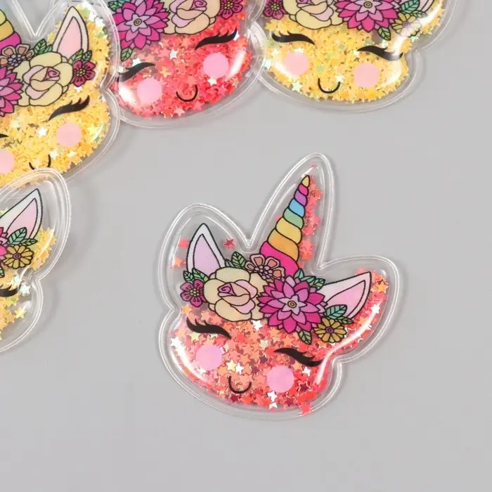 Шейкер для творчества PVC "Единорог с цветами" с глиттером МИКС 6х5,2 см