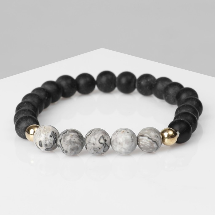 Браслет унисекс &laquo;Друиды&raquo; камень, цвет чёрно-серый, d=7 см