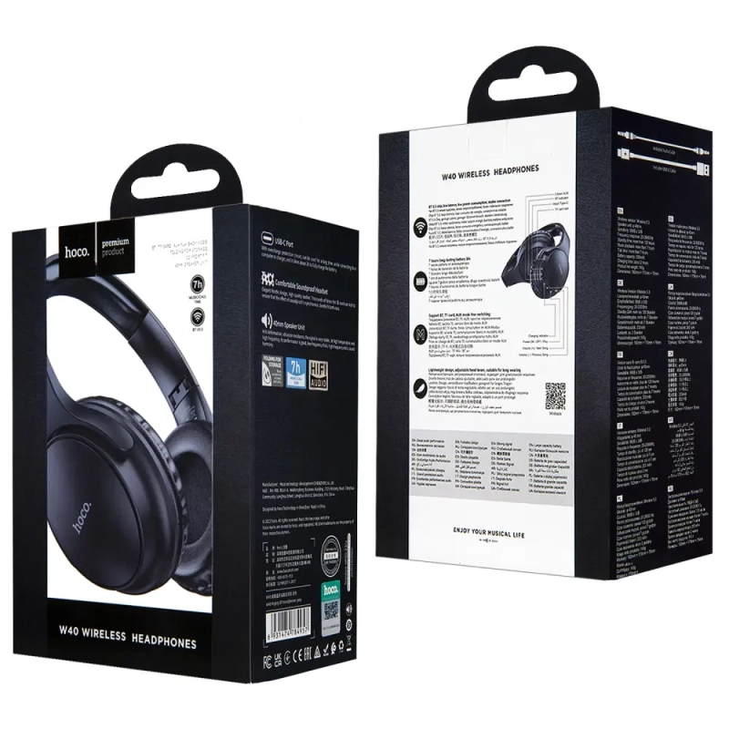 Наушники W40 Wireless Headphones HOCO черные