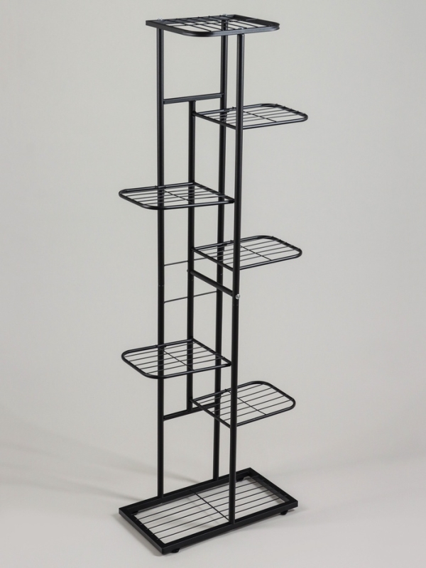 Подставка для цветов Greengo, 7 полок, 43 &times; 22 &times; 126 см, напольная, металл, чёрная