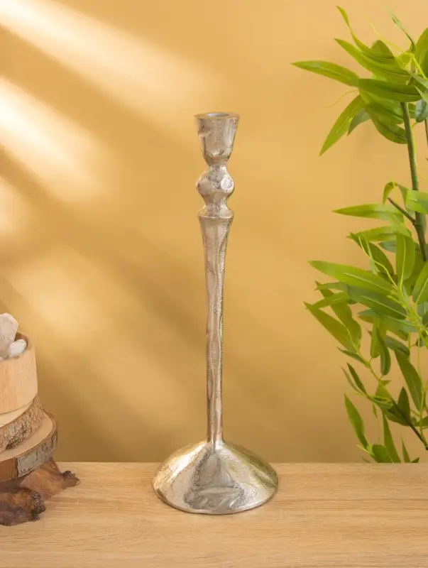 Подсвечник "Айси" алюминий 39 см, цв. серебро