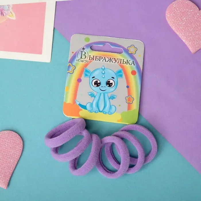 Резинка для волос "Радуга" (набор 6 шт) сиреневый