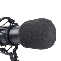 Микрофон конденсаторный Music Life золотой: кабель, ветрозащита, стойка