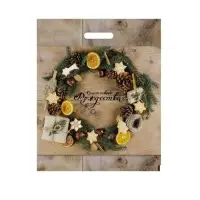 Пакет &laquo;Рождественский венок&raquo;, полиэтиленовый с вырубной ручкой, 38&times;47 см