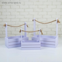 Набор кашпо деревянных 3 в 1 (29&times;18&times;33; 25&times;15&times;30; 21&times;12&times;23) "Аром", лаванда