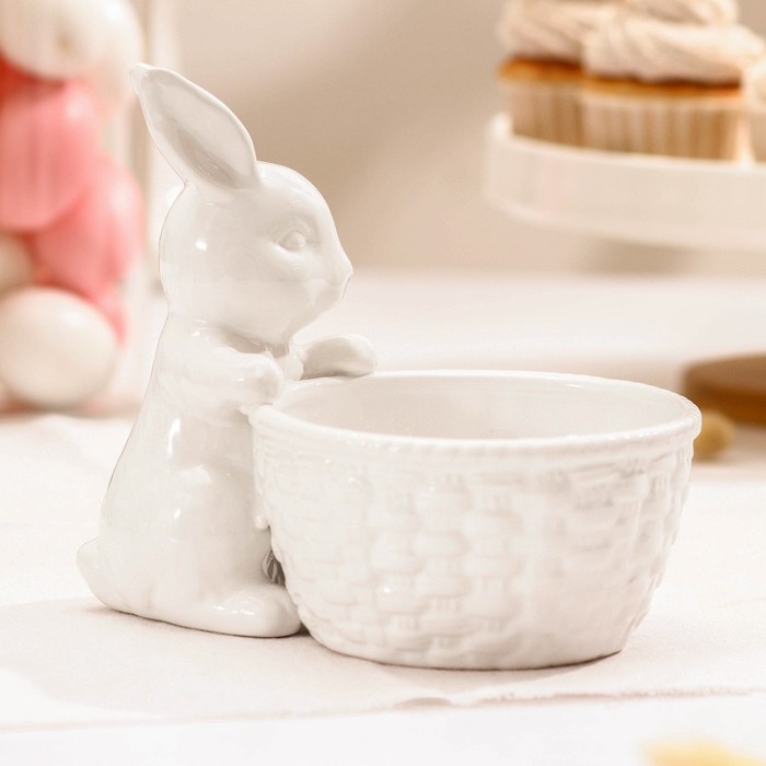 Конфетница Доляна &laquo;Зайка&raquo;, 500 мл, 18,5&times;13,3&times;16,5 см, цвет белый