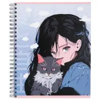 Компл тетр из 3шт 96л кл на гребне Аниме Девочка с котом, обл мел карт, офсет (10296906)