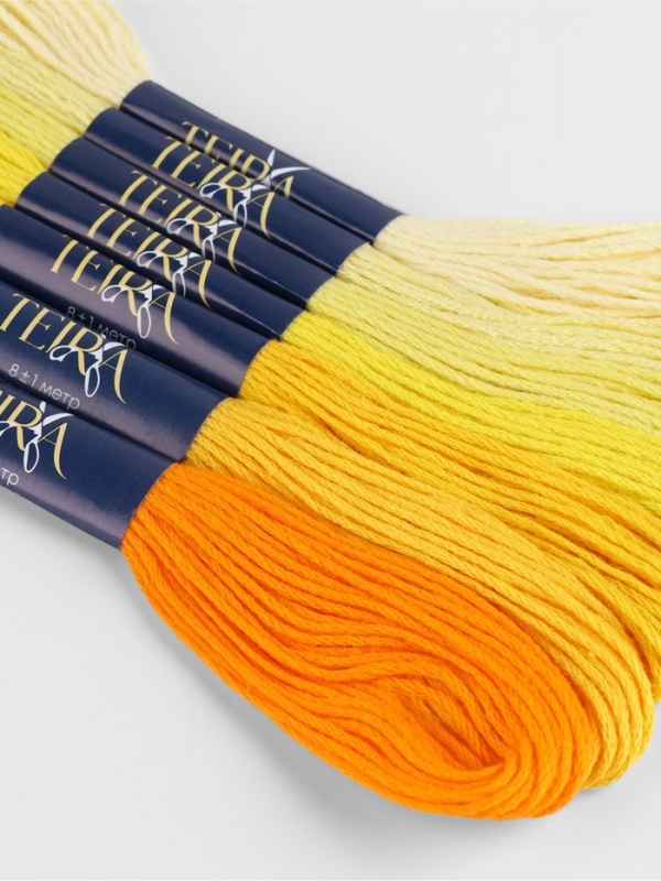 Набор ниток мулине хлопок 8&plusmn;1м (наб 7шт цена за наб) cпектр жёлтый TR