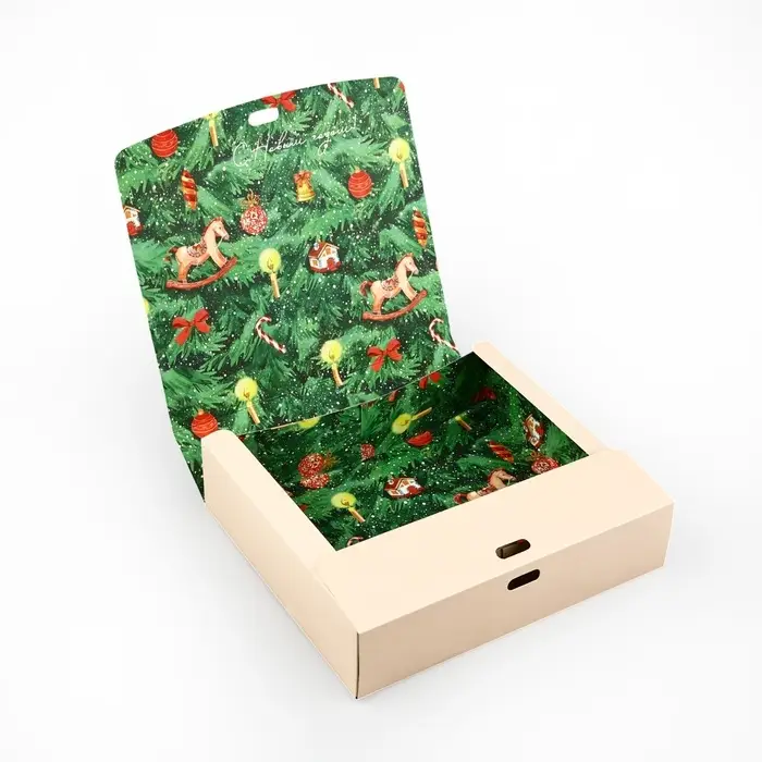 Коробка подарочная новогодняя складная двухсторонняя &laquo;Новогодняя ёлка&raquo;, 20 х 18 х 5 см, Новый год
