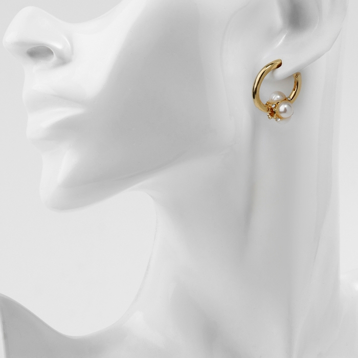 Серьги с жемчугом &laquo;Бусина&raquo; миниатюрность, цвет золото