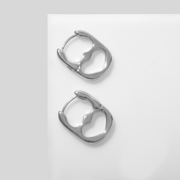 Серьги металл &laquo;Сердце&raquo; ключ, цвет серебро