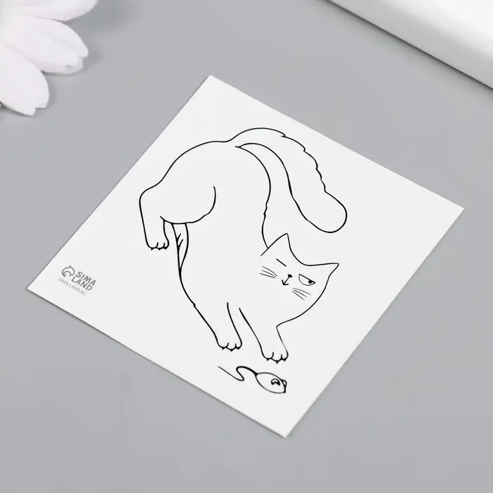 Переводная тату на тело чёрная &laquo;Кошки-мышки&raquo;, 6&times;6 см