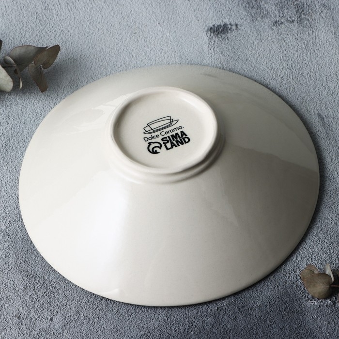 Тарелка керамическая &laquo;Фьюжен&raquo;, 20 х 5.5 см, 600 мл, цвет белый