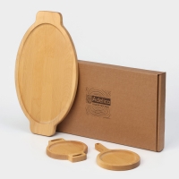 Подарочный набор деревянной посуды Adelica &laquo;Кухни мира&raquo;, доски для подачи 3 шт: 43&times;25 см, 21&times;14 см, 18&times;14 см, берёза