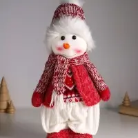 Кукла интерьерная "Снеговичок в бело-красном наряде" раздвижная 44-65 см 22х14х44 см