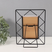 Фоторамка металл на 1 фото 10х15 см "Лофт. Треугольники" черный 18х1х22 см