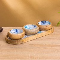 Набор розеток на подносе "Крабы" (3 шт) дерево манго 33,5х13х6,5 см